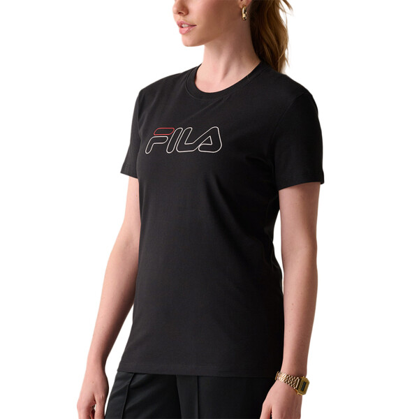 Fila Remera Manga Corta Basic Outline Negro/blanco/rojo Mujer Negro-blanco