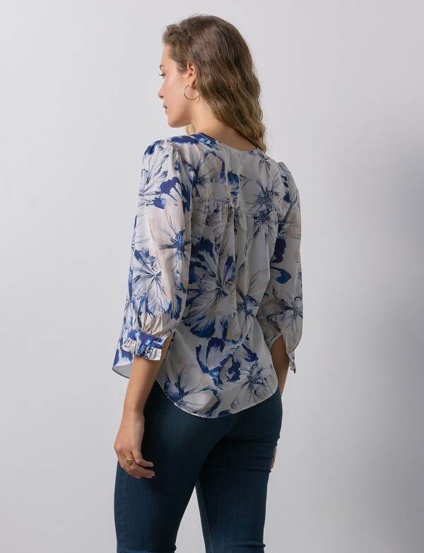 Blusa Botones BLANCO/AZUL