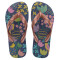 Sandalia de Niños Havaianas Hav.Kids Flores Azul Marino - Dorado