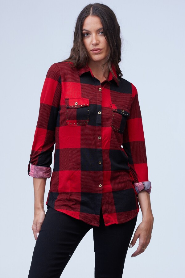 Camisa Soft Cuadrille NEGRO/ROJO