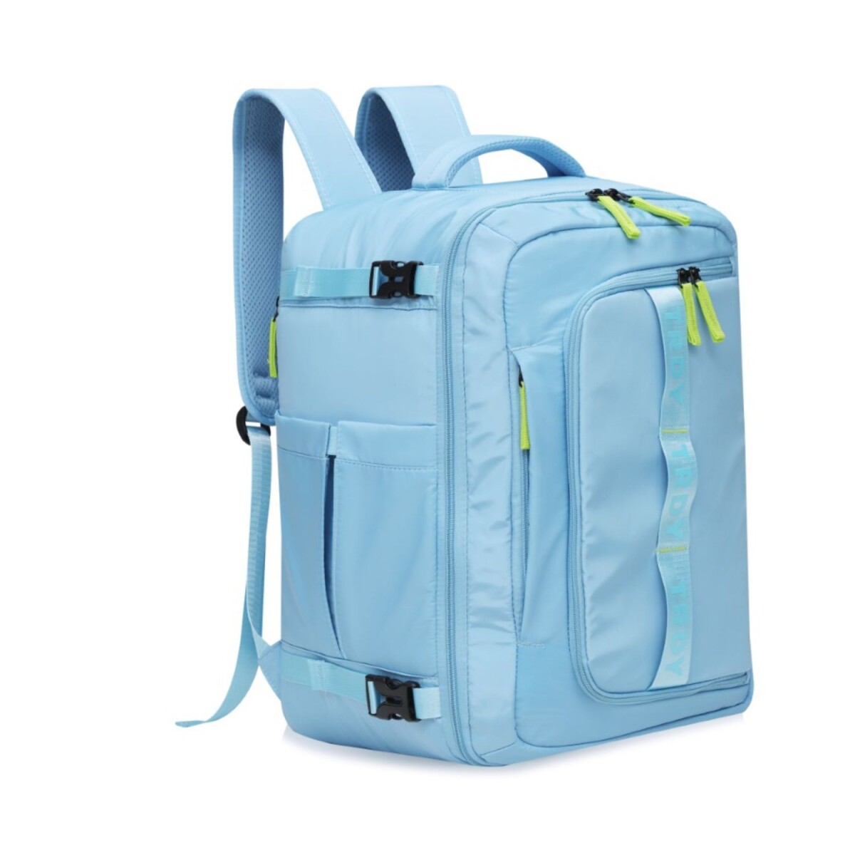 Mochila Trendy Travel 45x30x27 Cm Para Viaje Con Sujetador De Valija Equipaje - Celeste 