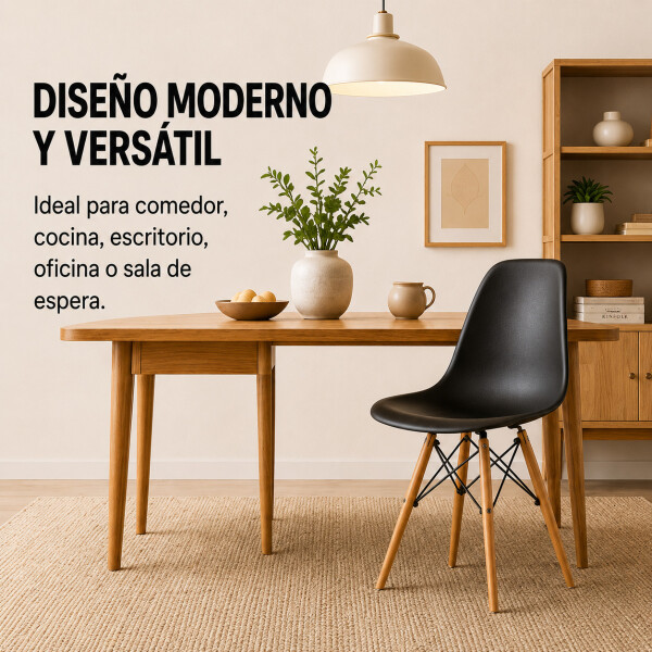Silla de Comedor ComboHome Eames Reforzada Nórdica Pack X2 Negro 1