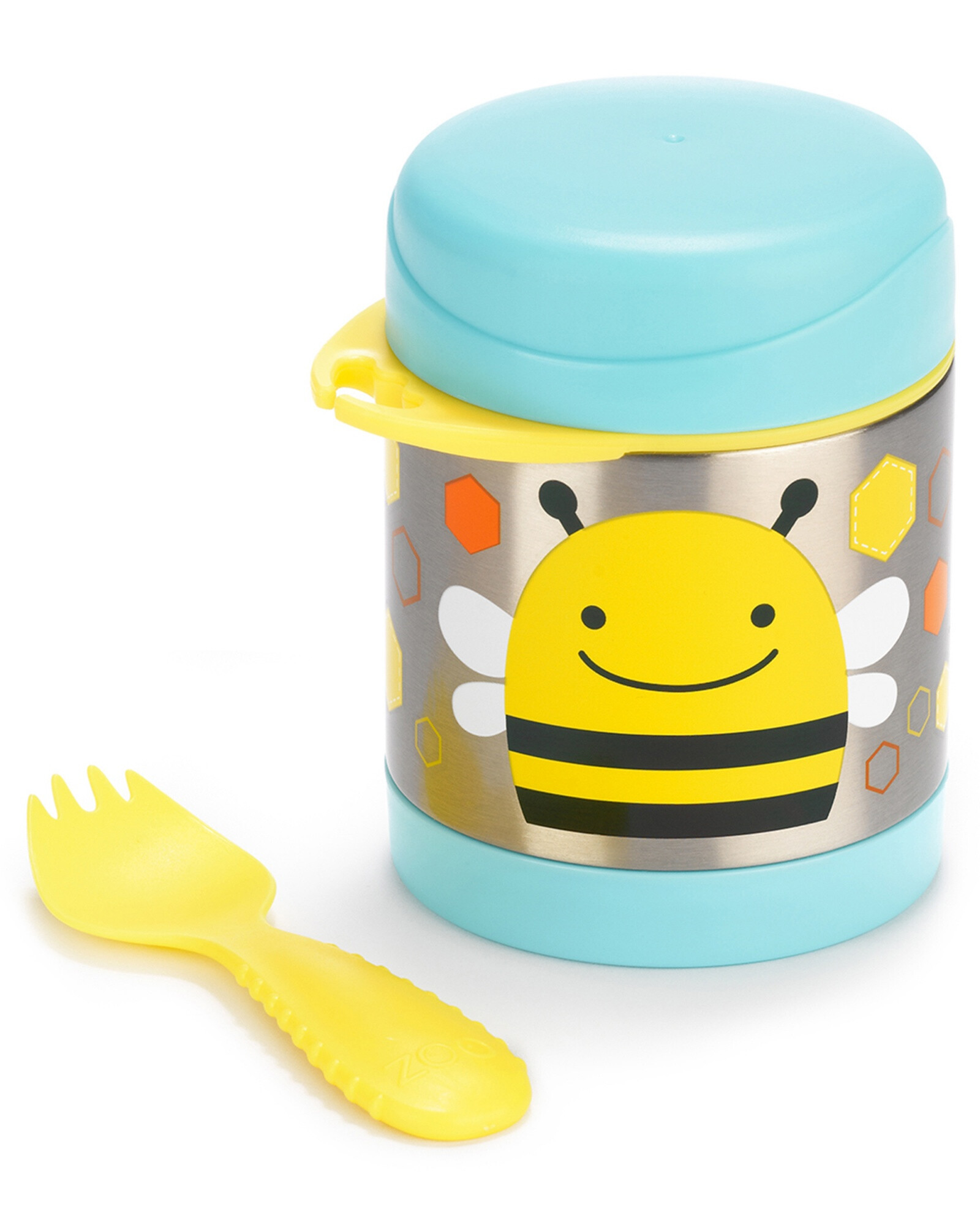 Tupper de acero inoxidable con cubierto, diseño abeja Tupper de acero inoxidable con cubierto, diseño abeja