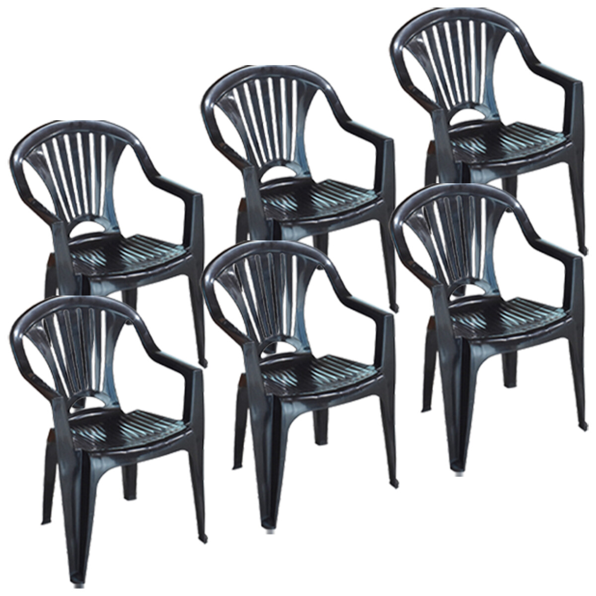 Set x6 Silla reforzada con apoya brazos - NEGRO 