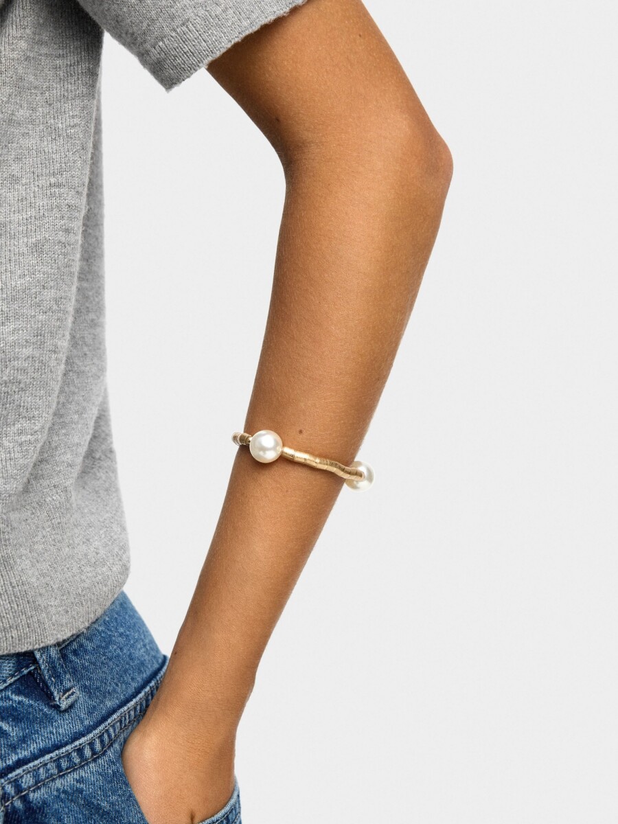Pulsera Elástica De Perlas blanco