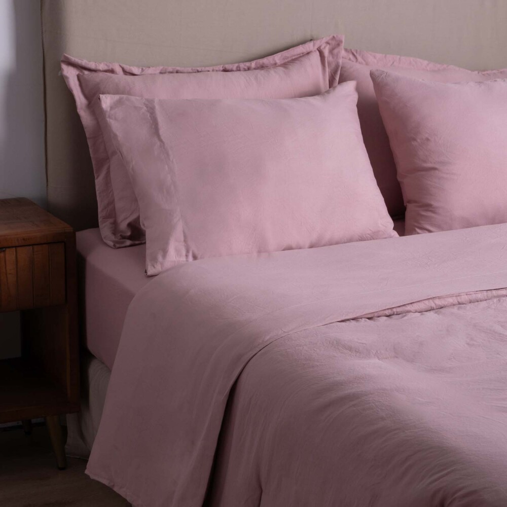 JUEGO DE SABANAS KING POLIESTER ROSA PREWASHED