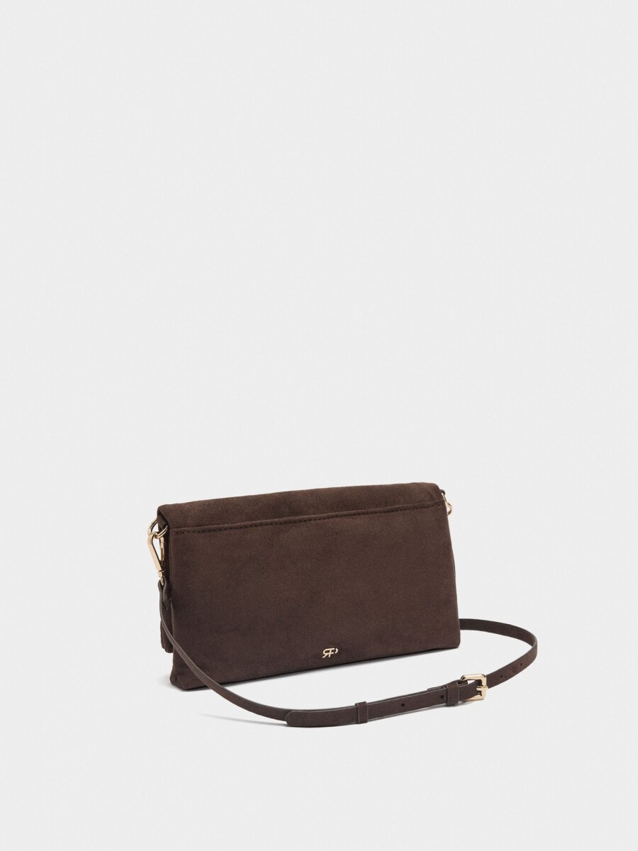 Bolso Bandolera Efecto Piel Con Solapa marron