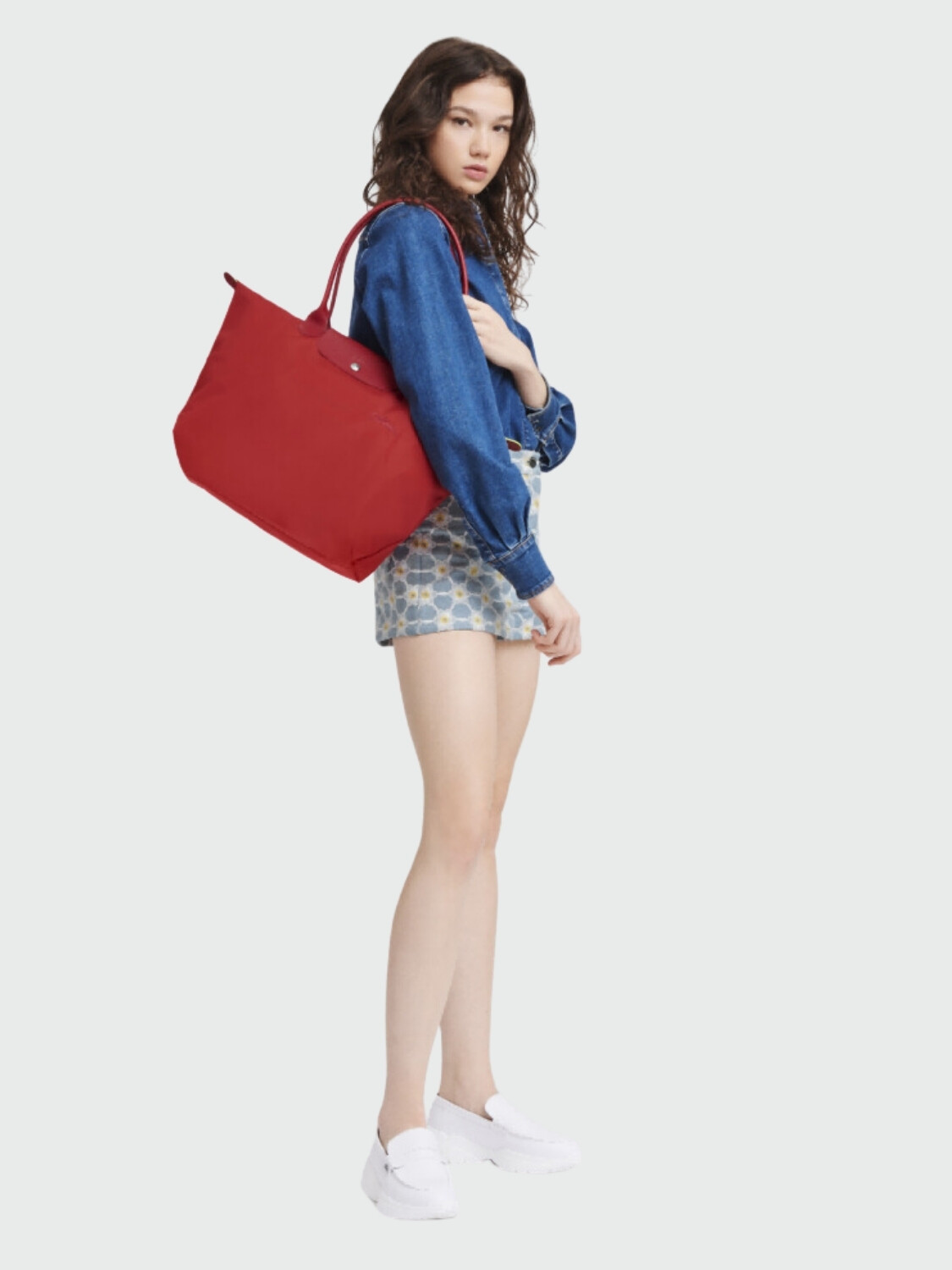 LONGCHAMP - Shoulder Bag Le Pliage Green L Rojo