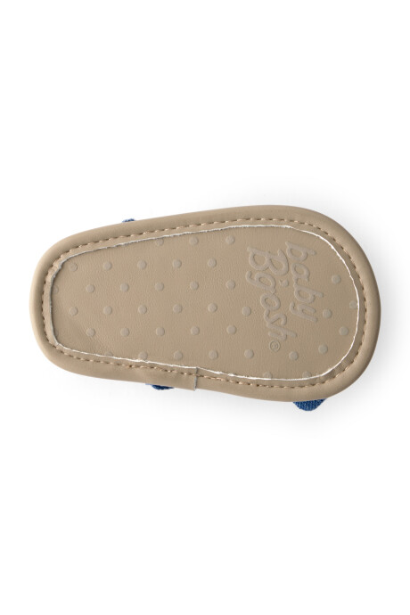 Sandalias azules con velcro y moño Sin color