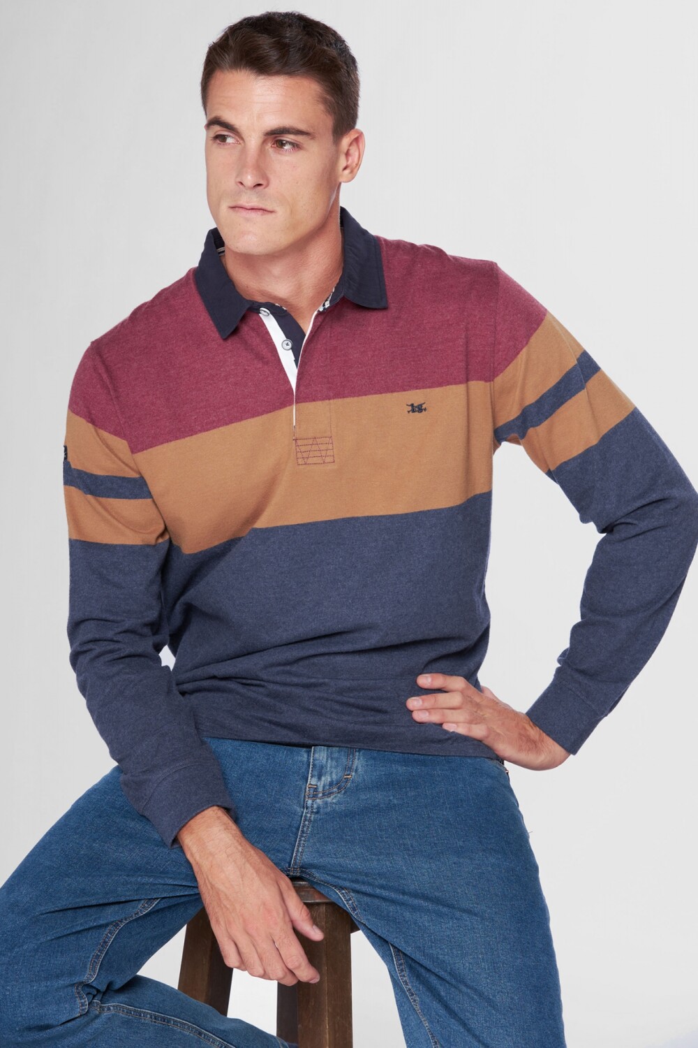 REMERA POLO RAYADA Bordo