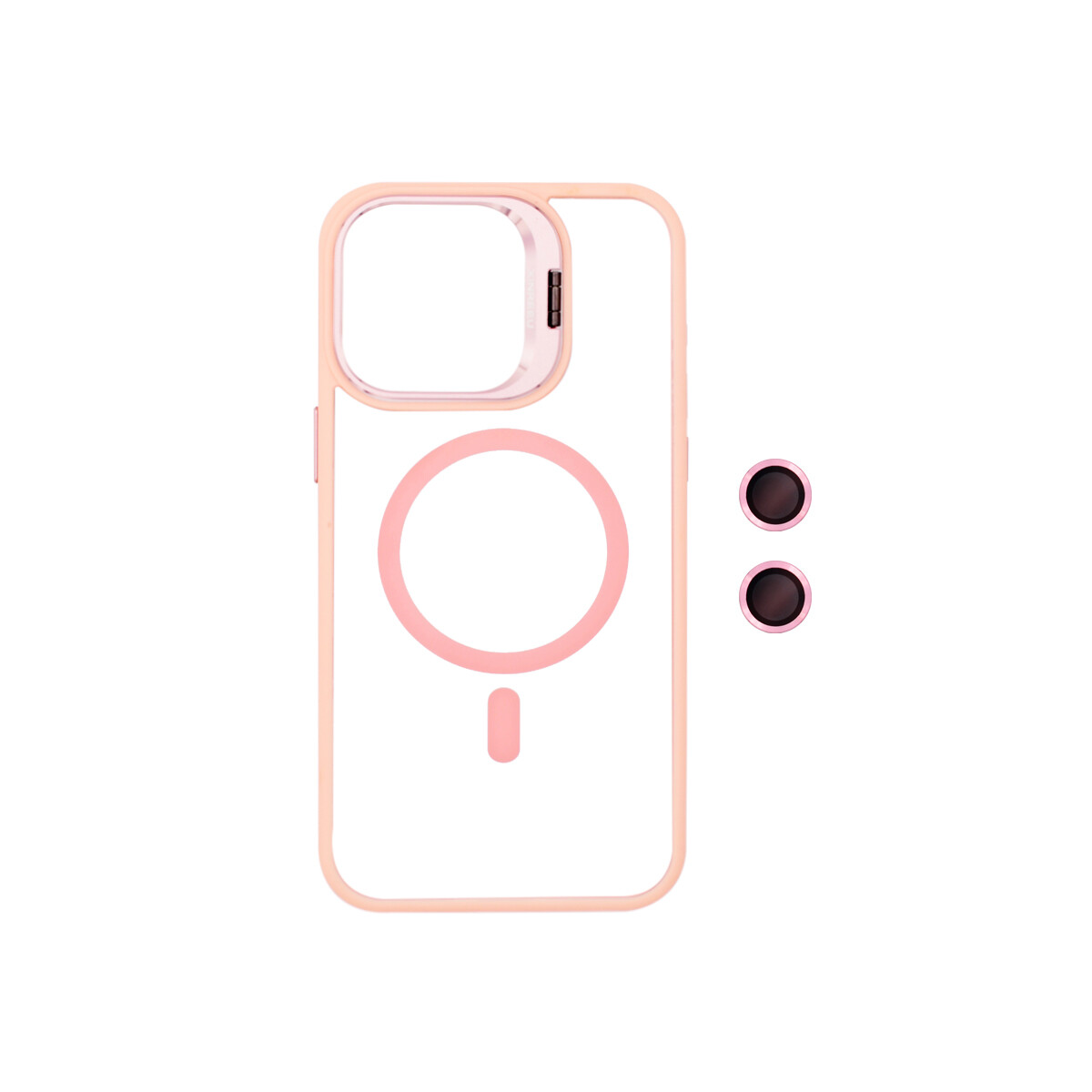 Protector para iPhone 15 con protector cámara rosa 