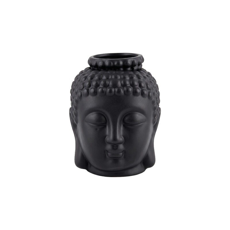 QUEMADOR CERAMICA BUDA NEGRO C/TAPA 9X13CM Unica