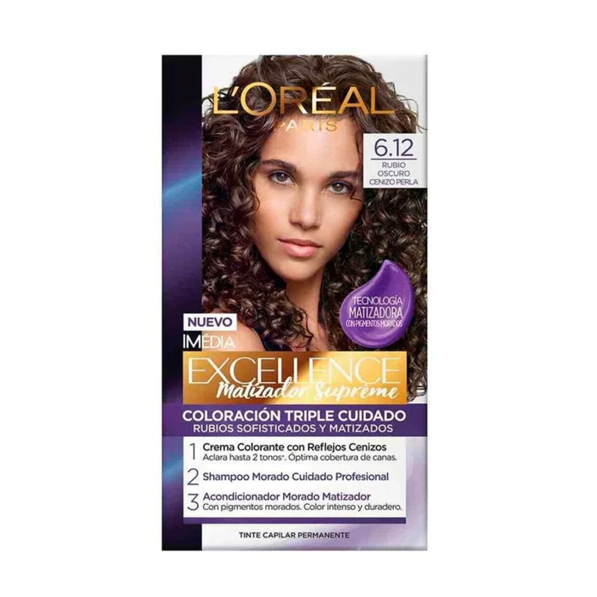 Tintura Para Cabello L'Oréal Paris Excellence Rubio Oscuro Cenizo N°6.12 