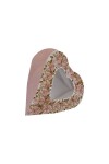 Caja corazon con visor - 17x17x5 cm. ROSA C/ ORO