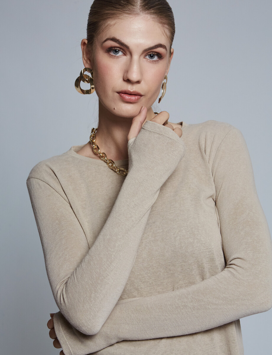 T-shirt tejida beige