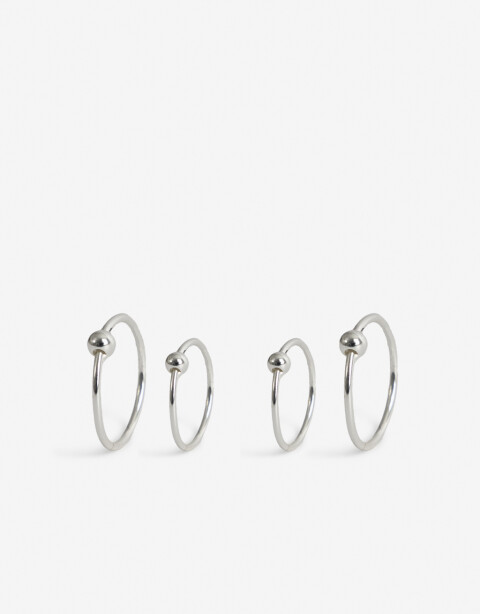 Aros Argollas Set Metal Set De Argollas Plata 925 - Plateado