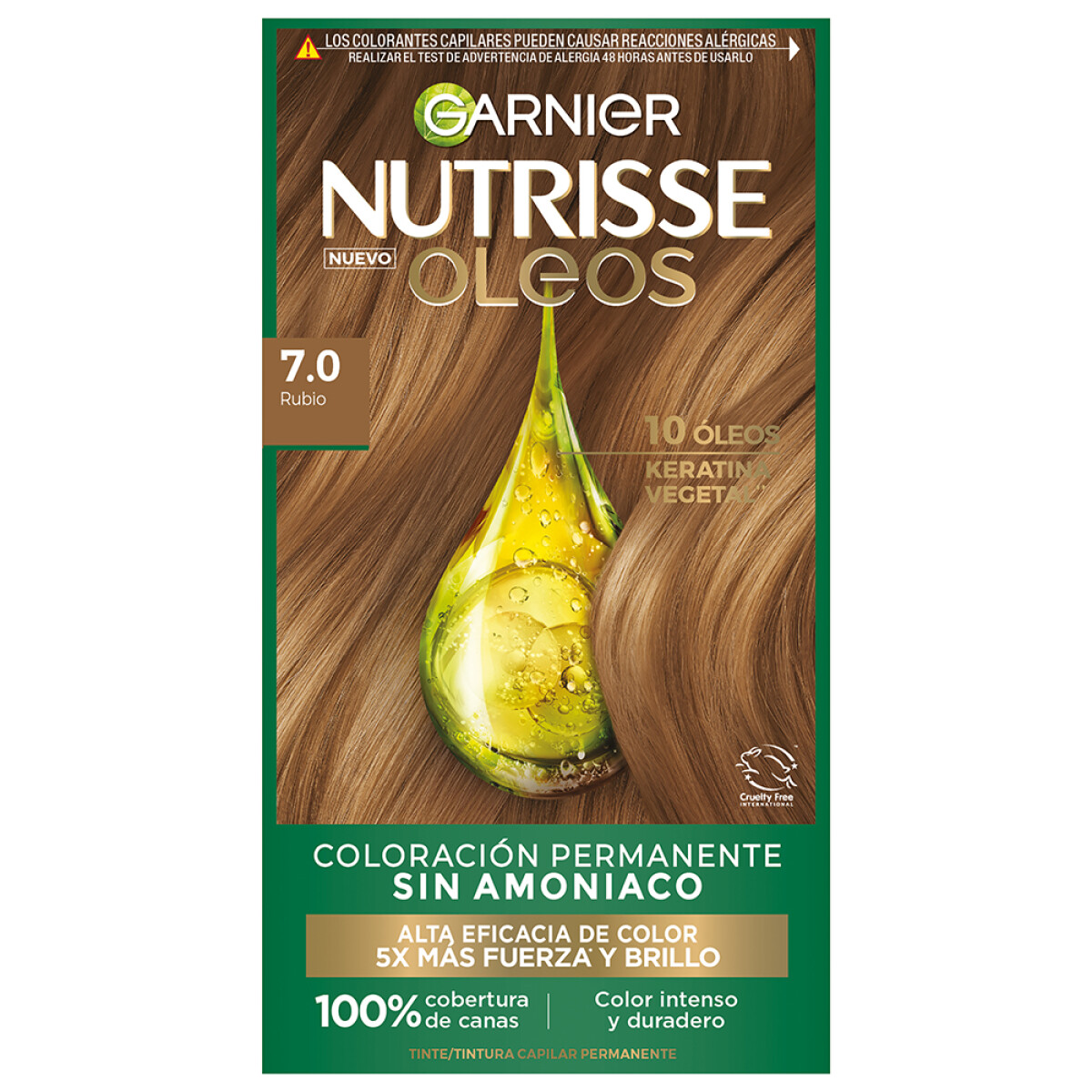 Tinta Garnier Nutrisse Óleo Nº7 Rubio | Luminosidad y Nutrición con Fórmula sin Amoníaco 