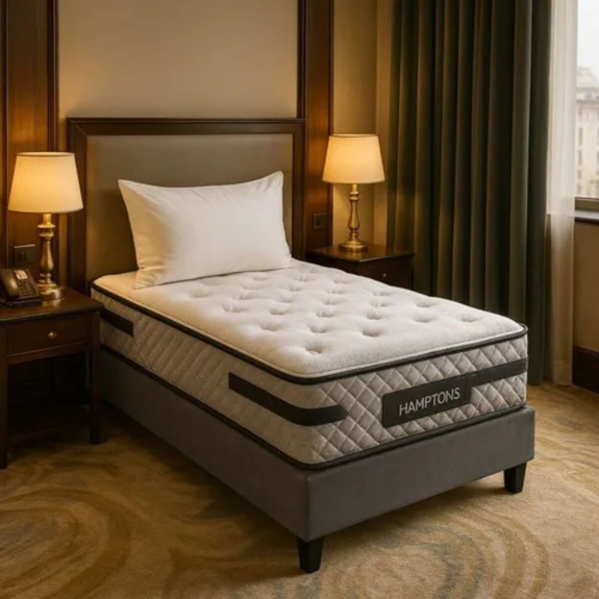 Sommier 1 Plaza Hamptons Platinum 90X190 - Gris 