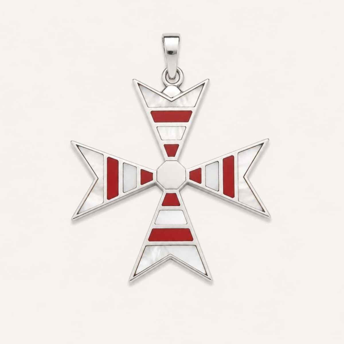 Dije Cruz Coral - Plata 925 