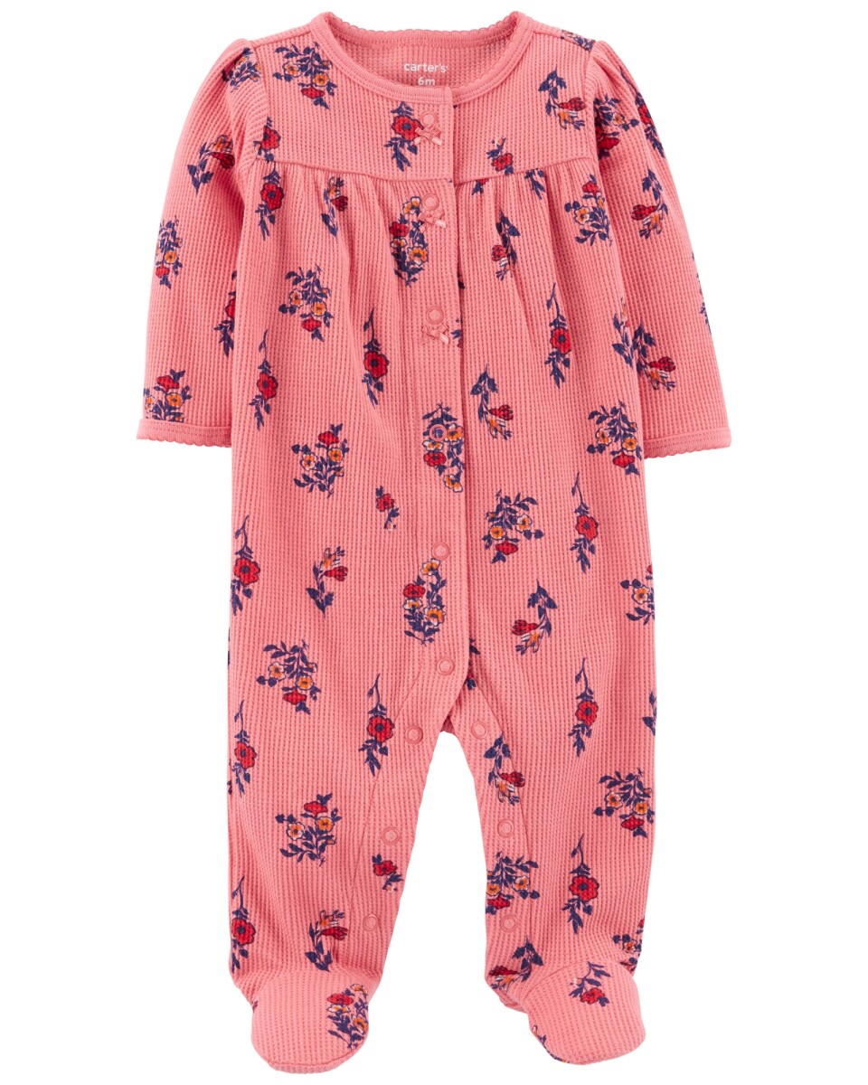 Pijama una pieza de algodón con pie diseño floral 