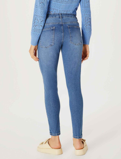 PANTALÓN DE JEAN CINTURA MEDIA SKINNY AZUL