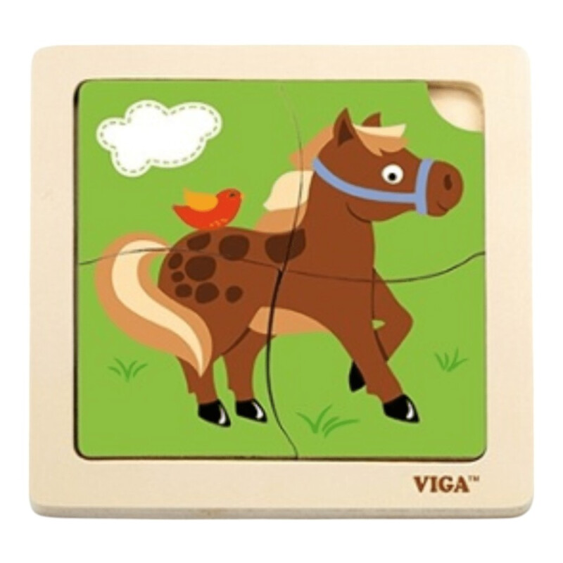 Puzzle Silueta Madera Viga Caballo