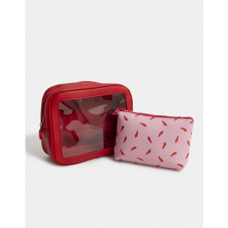 Set De Portacosméticos Rojo Medio