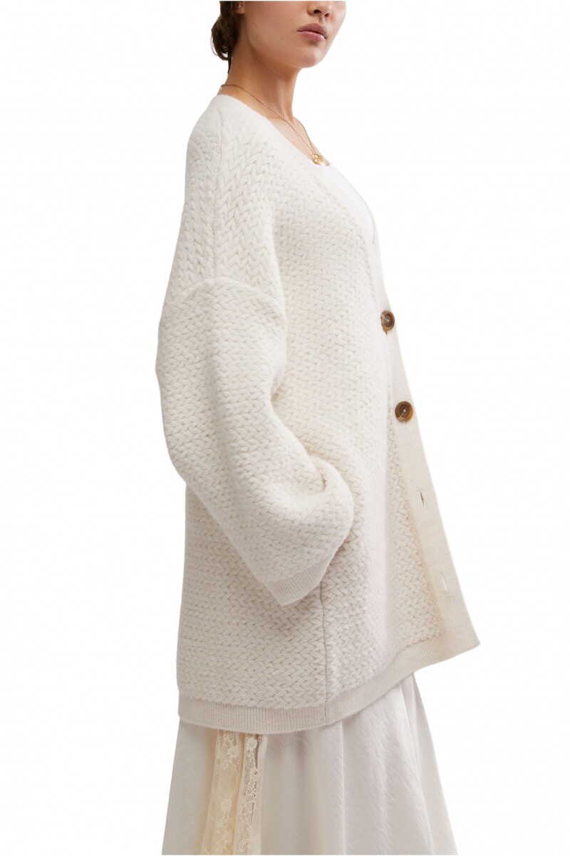HERRINGBONE STITCH KIMONO Marfil