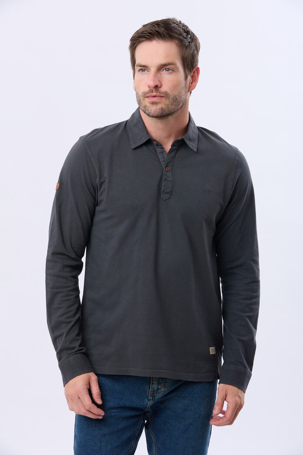 REMERA POLO LISA PIQUE Gris