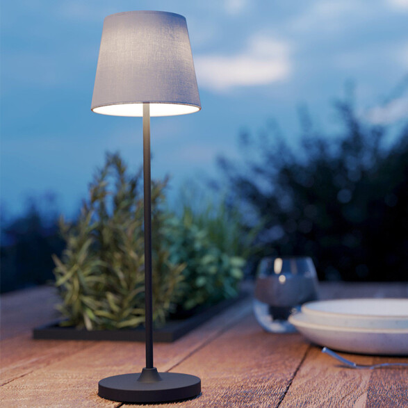 Lámpara de mesa inalámbrica pantalla de tela beige EG1088