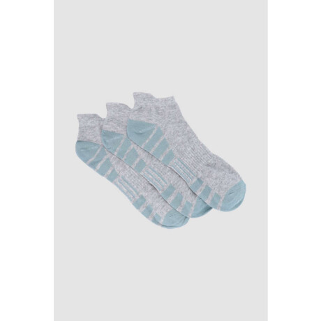 Pack x3 medias cortas con diseño deportivo Gris melange