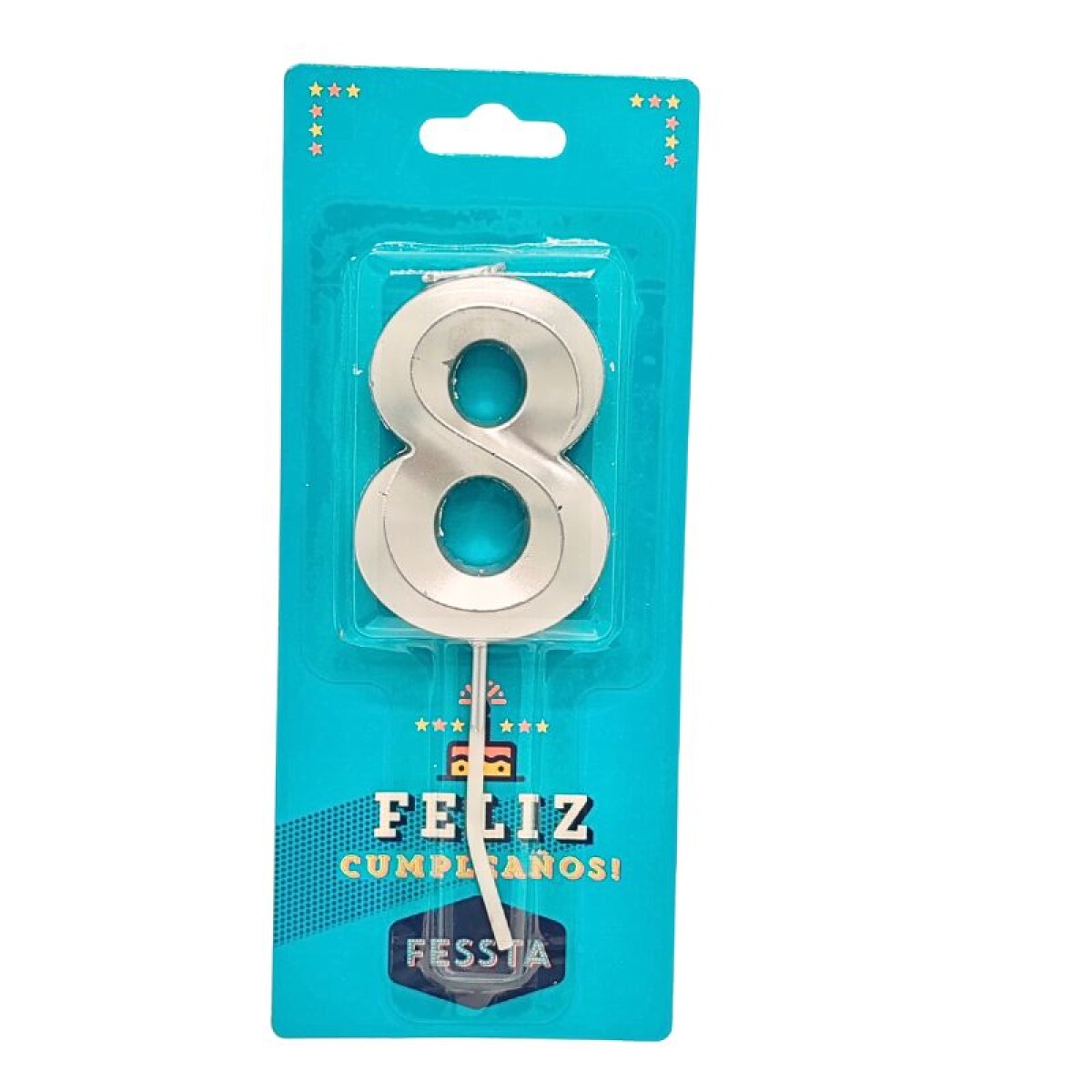 Vela Número 3D Grande Plateada - OCHO 