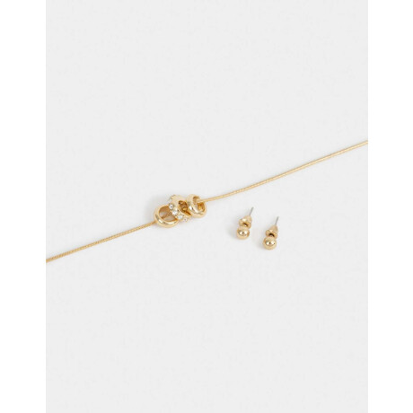 Set De Cadena Y Aros Bañado En Oro Dorado