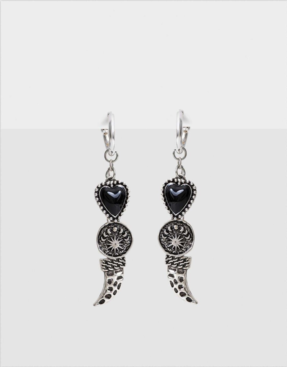 Aros Argolla Dije Cuerno - Plateado Antique Silver 