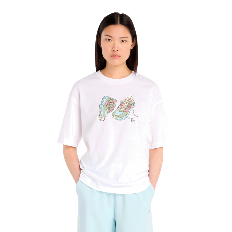 Remera New Balance Apres Run Shoe Mujer WT53921WT Blanco