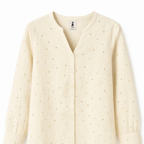 Blusa Lino Bordado Arena