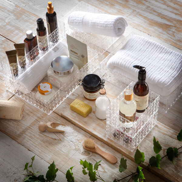 CAJA PLASTICA ORGANIZADORA APILABLE CRISTAL 32X23X8 CM. TRANSPARENTE