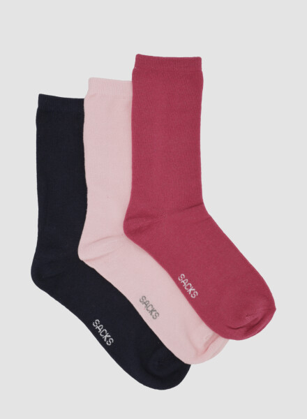 Pack de tres medias lisas. de algodón. en varios colores sur Rojo rib