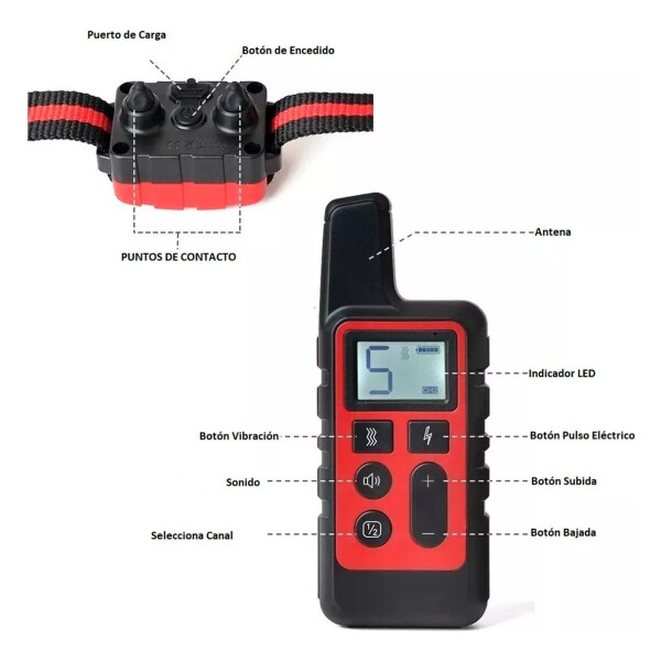 Collar Antiladridos Control Remoto Sumergible Entrenamiento Variante Color Rojo