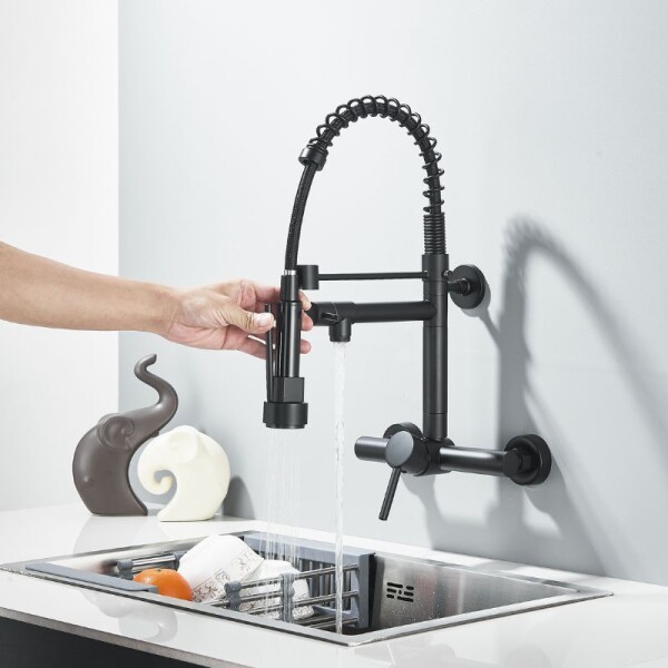 MEZCLADORA DE PARED PARA COCINA DOBLE PICO CHEF - NEGRA MEZCLADORA DE PARED PARA COCINA DOBLE PICO CHEF - NEGRA