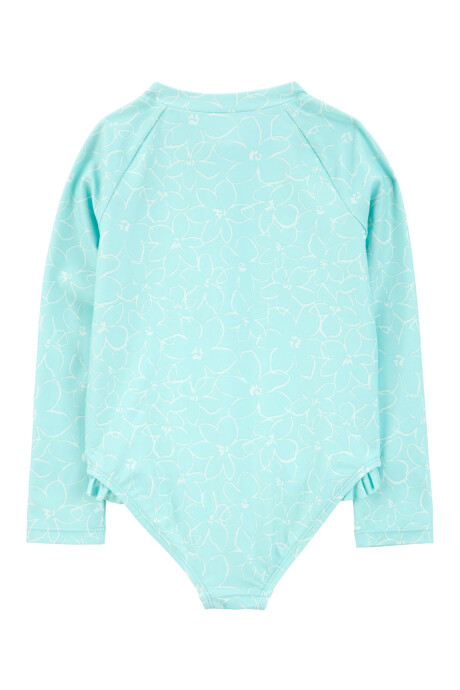 Malla de baño una pieza, manga larga, con protección upf 50+, diseño floral Malla de baño una pieza, manga larga, con protección upf 50+, diseño floral