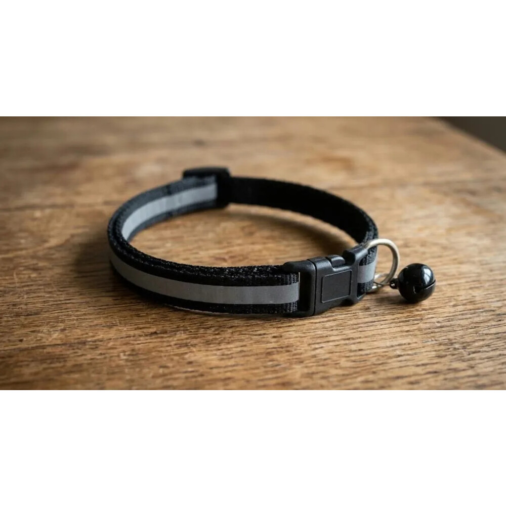 Collar Para Gato Ajustable Reflectivo Con Cascabel NEGRO