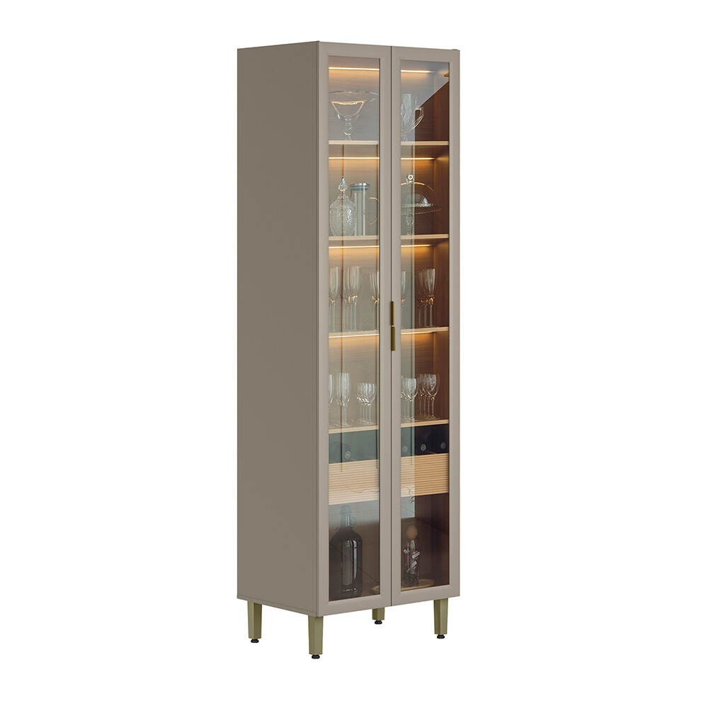 CRISTALERO TORRE DOS PUERTAS CON LUZ LED MODELO ALLURE Cristalero Torre Dos Puertas Con Luz Led Modelo Allure