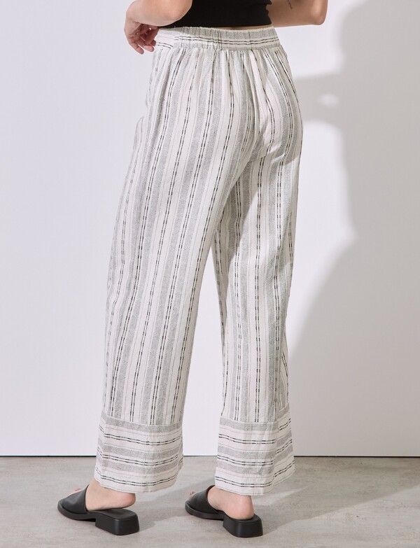 Pantalon Wide Lino BEIGE/MULTI