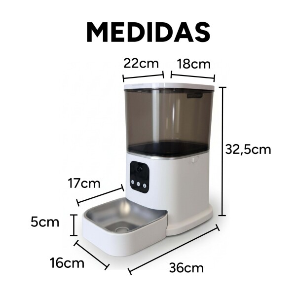 Comedero Dispensador Automático Smart Wifi Camara Perro Gato Color Blanco Negro