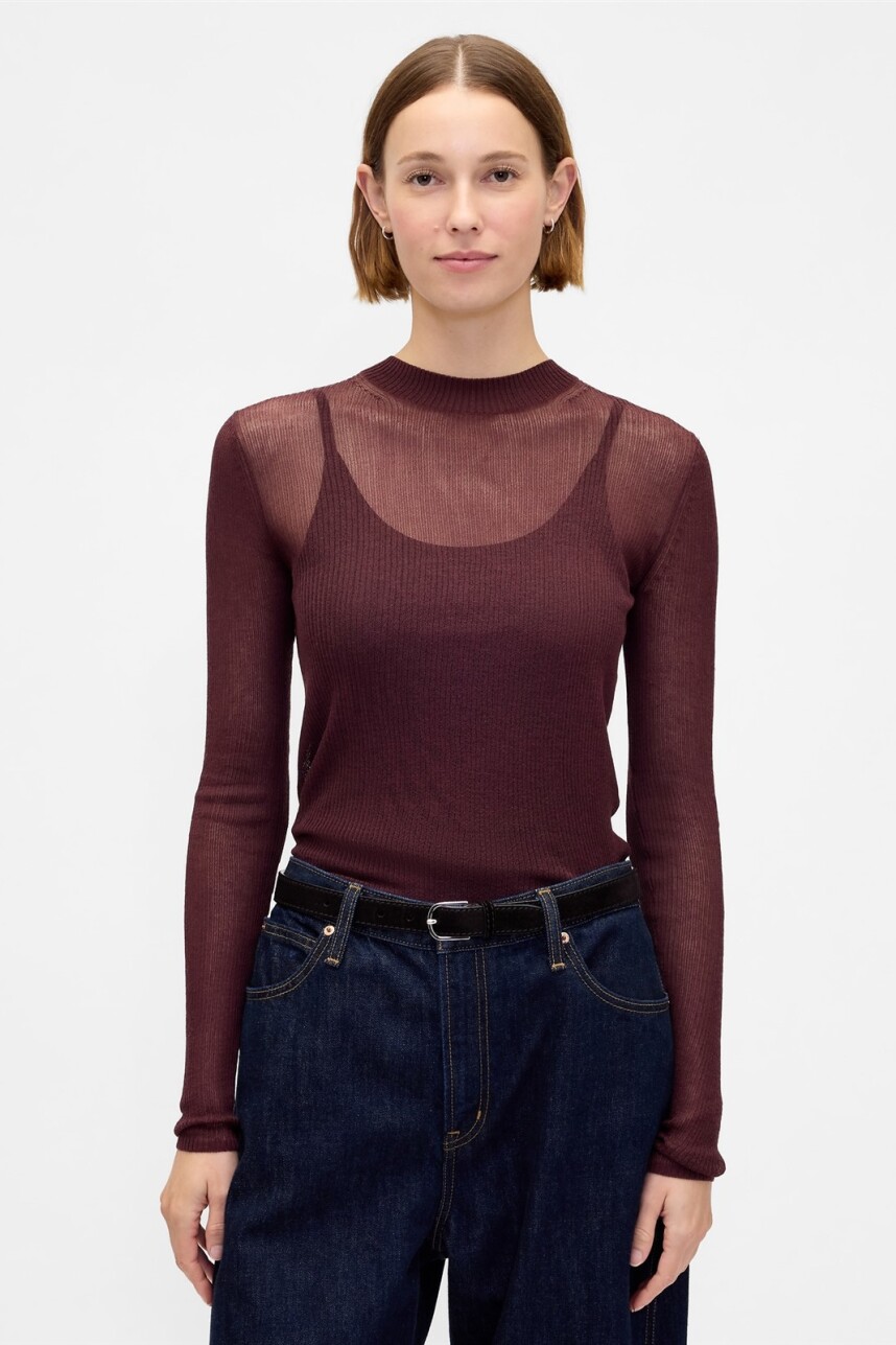 SHEER FITTED CREW Bordeaux