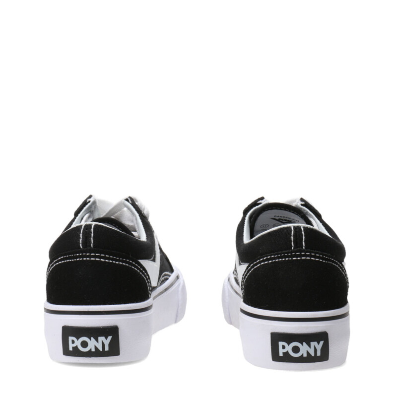 Championes de Niños PONY Plataforma Lona Negro - Blanco