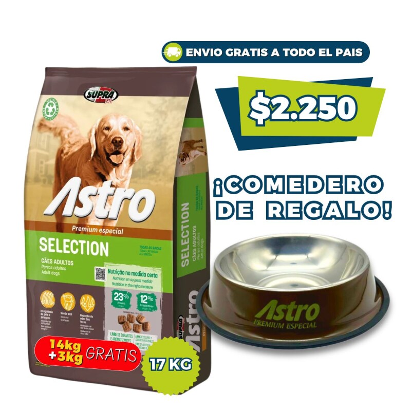ASTRO PERROS ADULTOS SELECTION 14 + 3KG + COMEDERO DE REGALO ASTRO PERROS ADULTOS SELECTION 14 + 3KG + COMEDERO DE REGALO