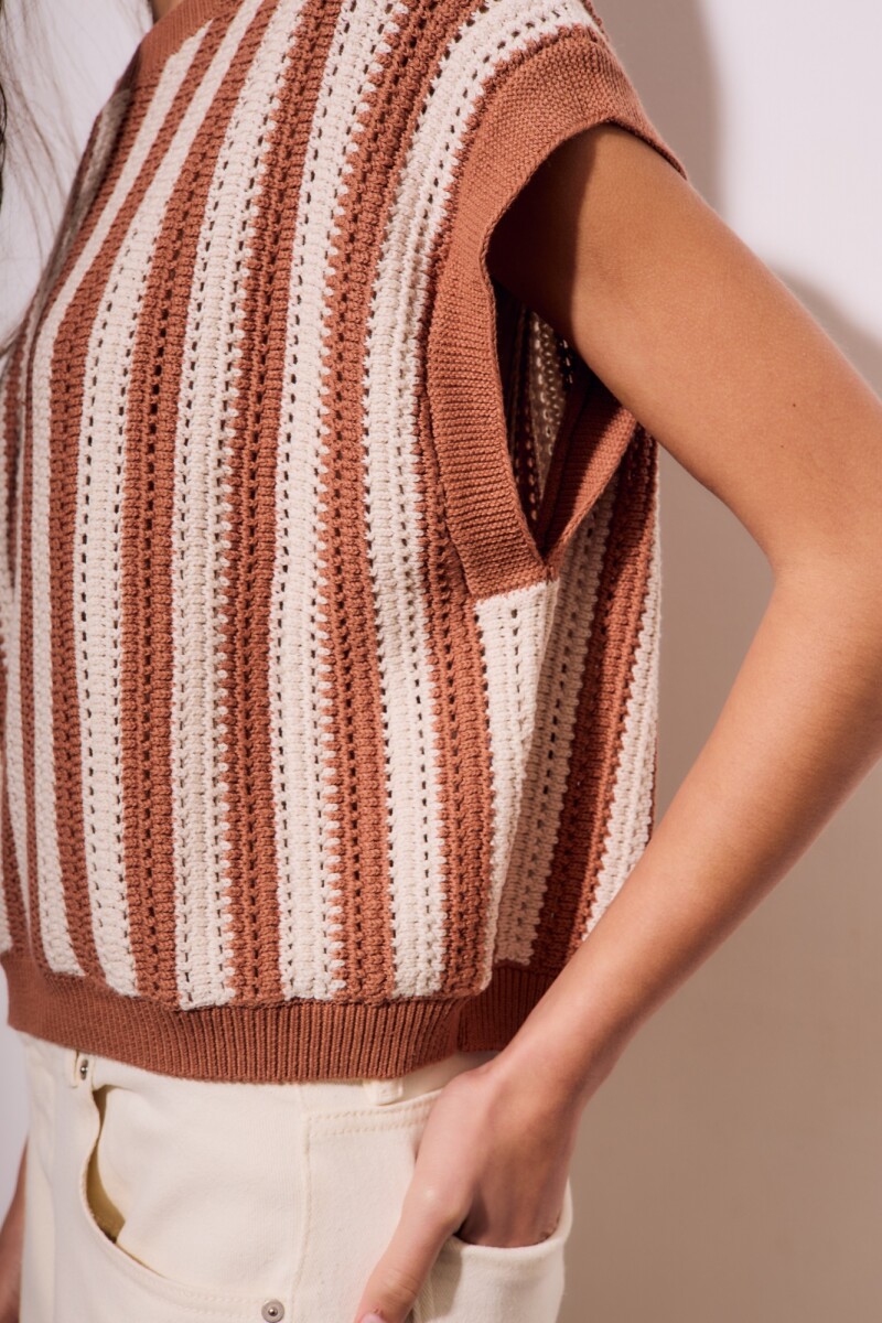 Chaleco Rayado Mocha