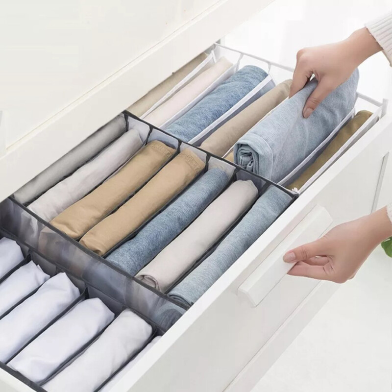 Organizador Ropa Almacenamiento Pantalones Buzos Traslucido 7 reparticiones Organizador Ropa Almacenamiento Pantalones Buzos Traslucido 7 reparticiones